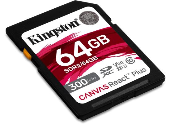 Kingston 64GB Memory Card SDXC Canvas React Plus 300MB/s Read For UHS-II 4K/8K